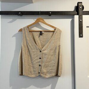 Linen Blend Cropped Vest XL